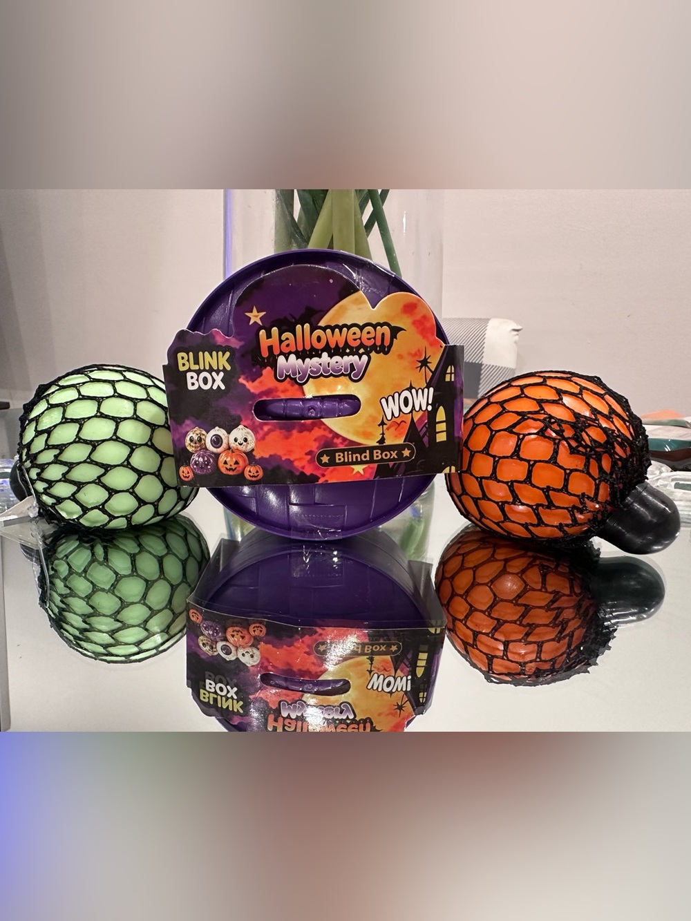 Halloween Mystery Blind Box + 2 Jumbo Mesh Squishy Stress Balls Sensory Dumpling